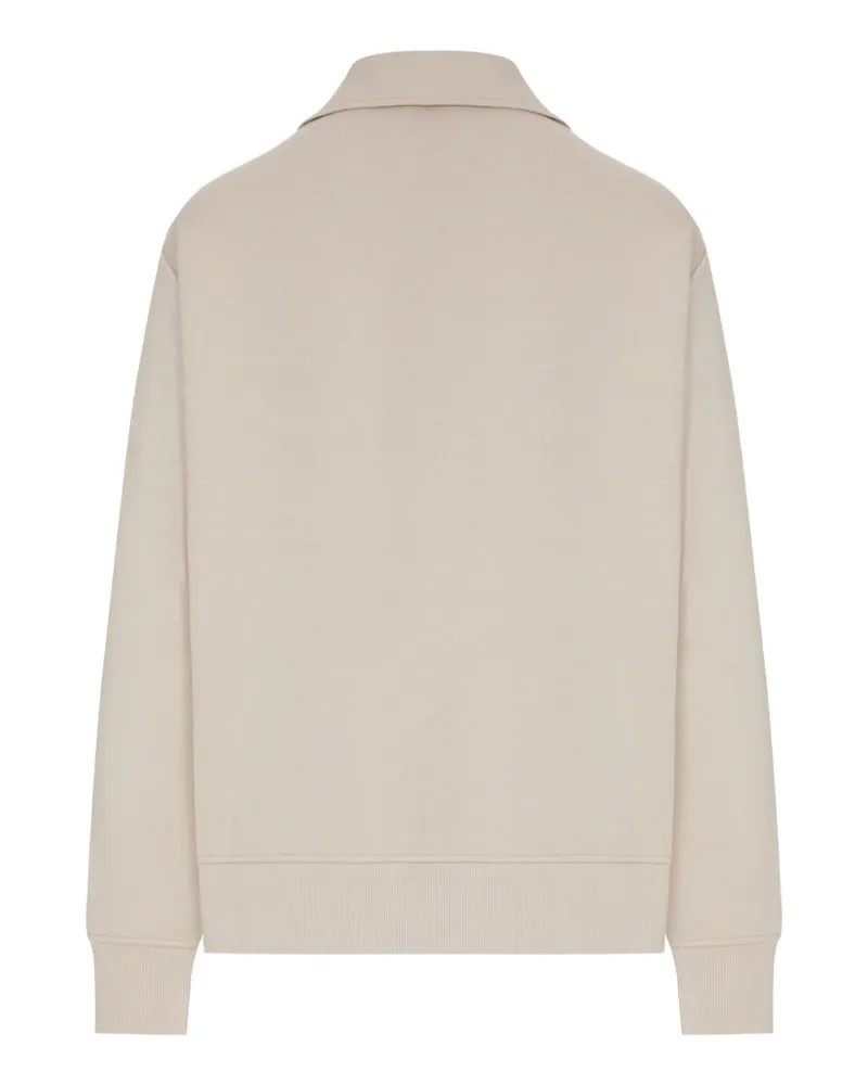 Max Mara Women's Zip-Up Sweatshirt Smmcarezza Beige Cotton Sweatshirts Sweater Beige
