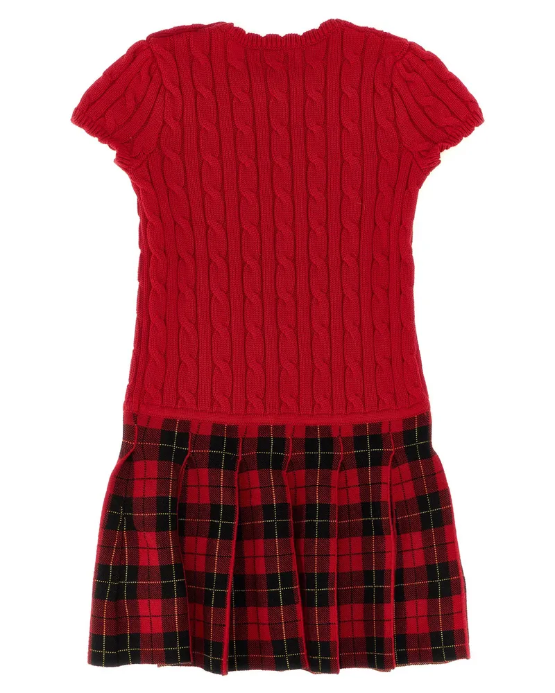 Ralph Lauren Braided Knit and Plaid Dress — Red Red