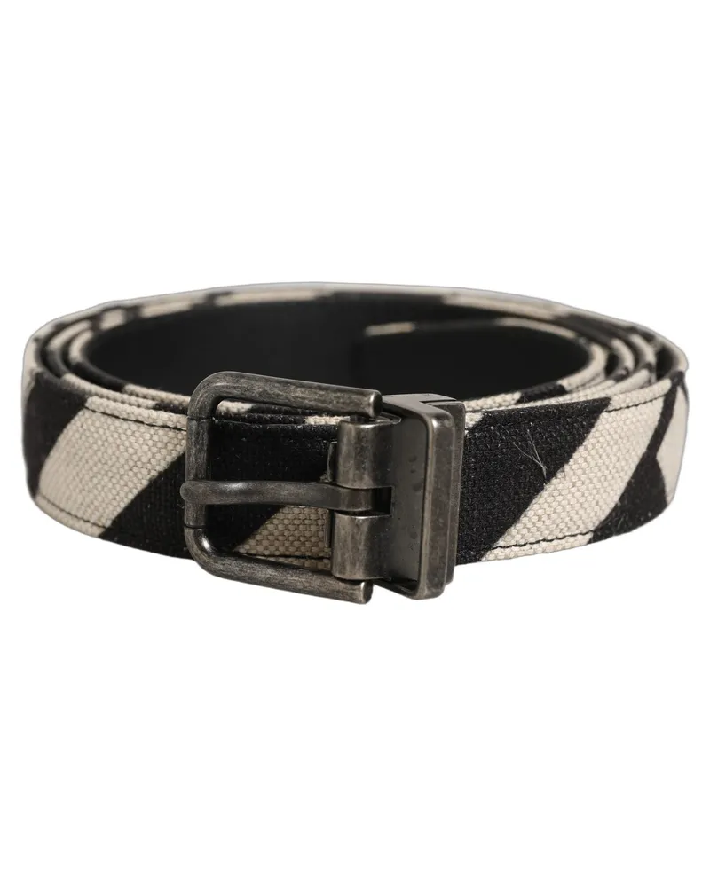 Dolce & Gabbana Canvas Diagonal-Striped Belt — Black Black