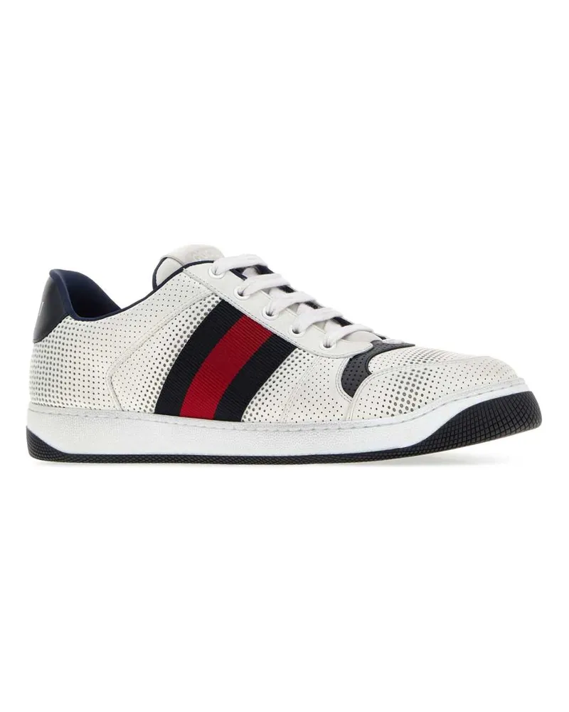 Gucci Men's White Leather Screener Sneakers Whblwhbrbgwgwb White