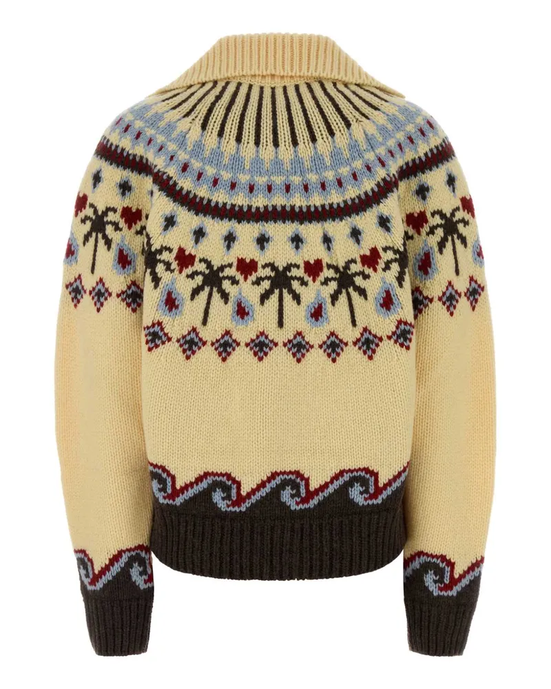 Alanui Women Embroidered Wool Sweet Winter Cardigan Sunlightmulticolor Exterior: Virgin Giacche E Gilet Jacket Beige
