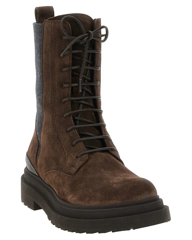 Brunello Cucinelli Precious Detail Ankle Boot — Brown Brown