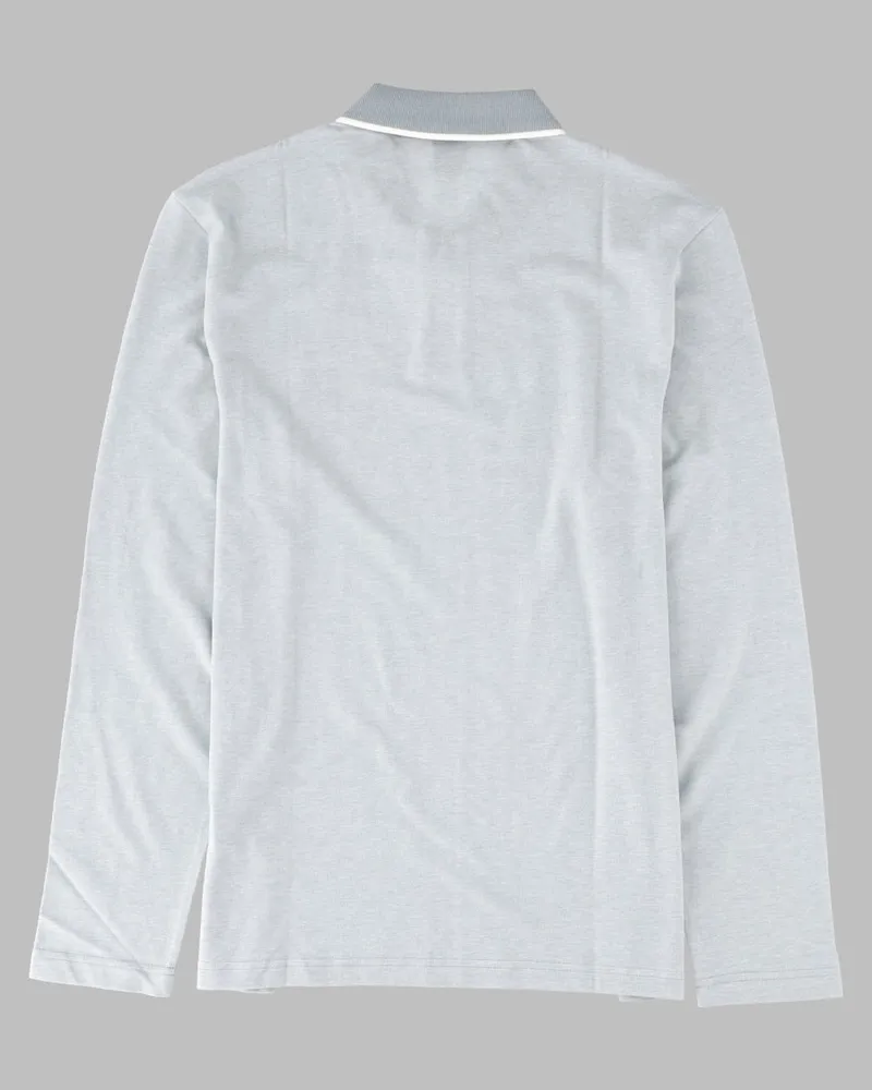 HUGO BOSS Long-Sleeved Cotton Polo Shirt — Gray Gray
