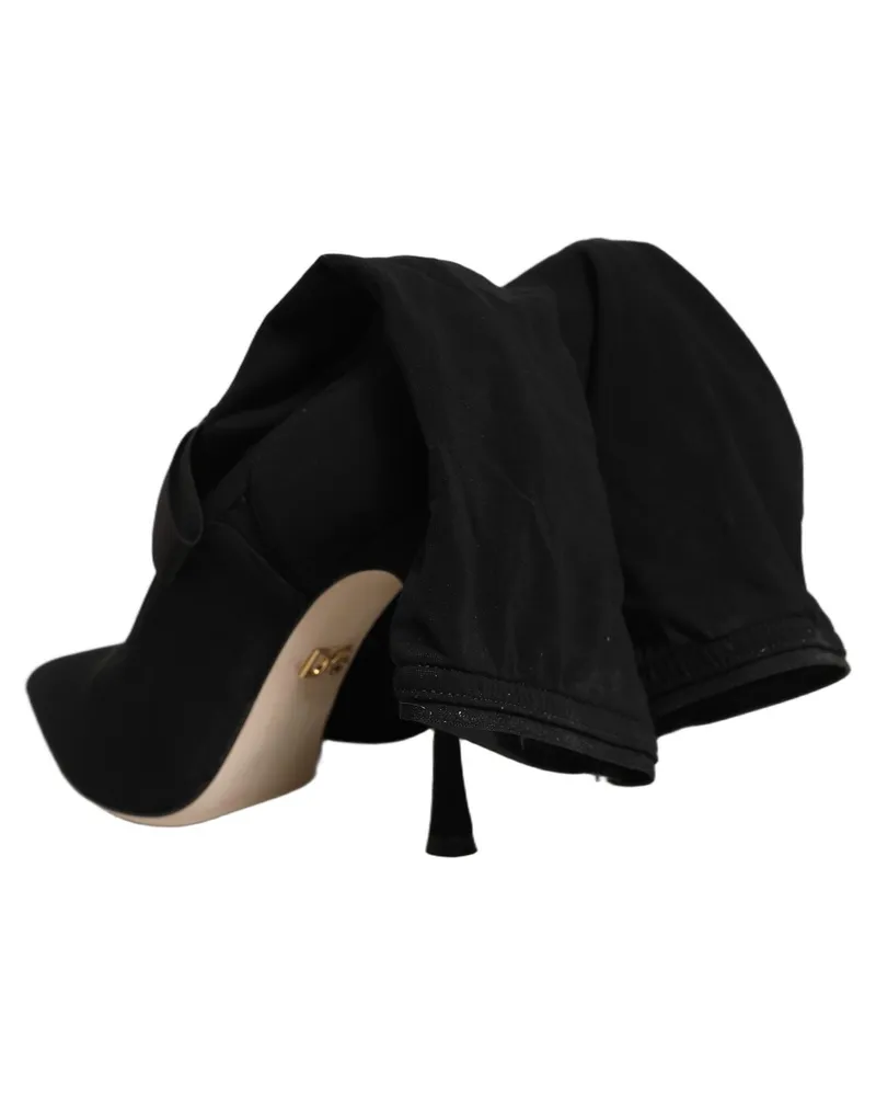 Dolce & Gabbana Women's Lace-Up Stiletto Boot Black Elastane Viscose Black