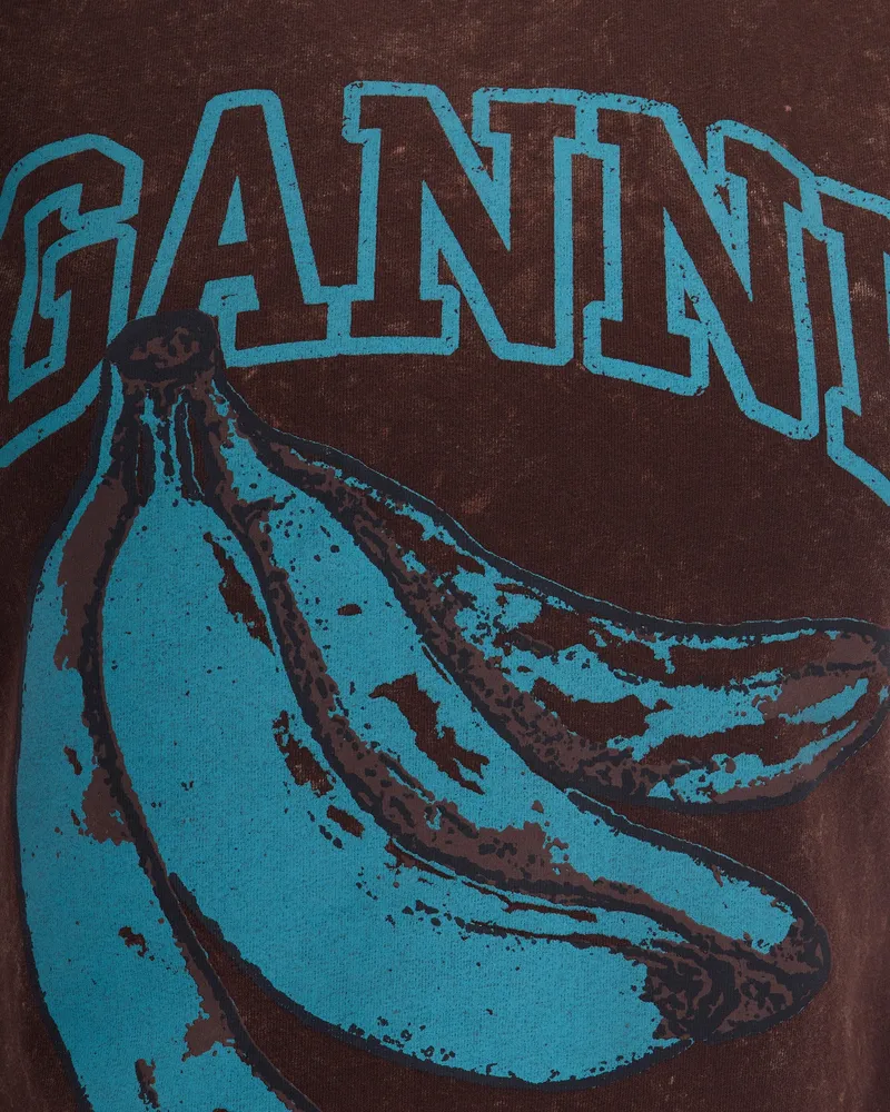 Ganni Women's T-Shirt Baby Fit Banana Chicory Coffee Organic Cotton T-Shirts & Jerseys Brown