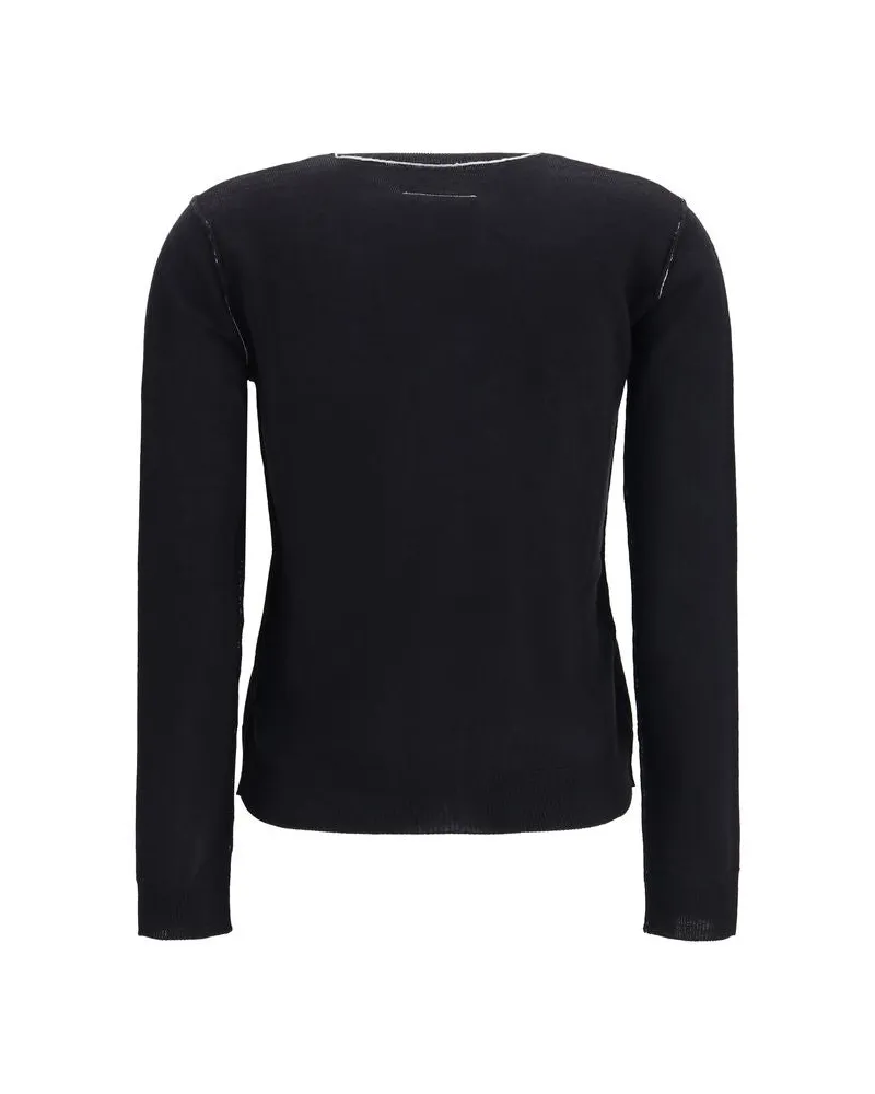 Maison Margiela Women's Black Wool Oves Aries Cardigan Clothing Black