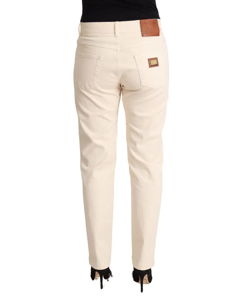 Dolce & Gabbana White Cotton Skinny Denim Women Jeans Pants Elastane White