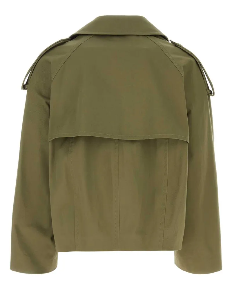 Loewe Men's Green Cotton Trench Coat Picklegreen Exterior Green