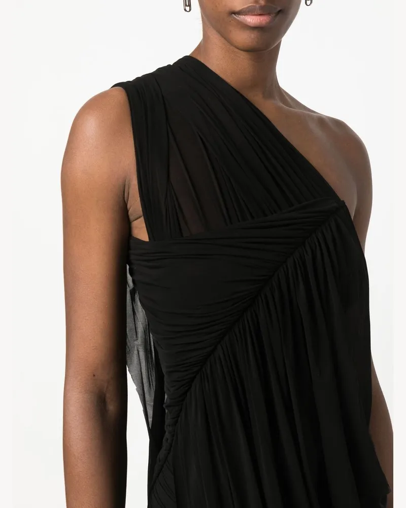 Rick Owens One-Shoulder Draped Dress — Black Black