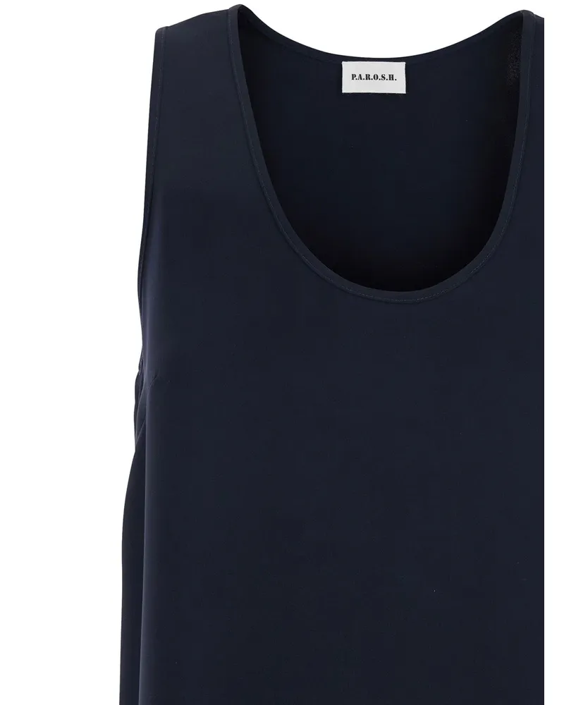 P.A.R.O.S.H. Women Sleeveless Top, Blue Polyester Tops Blue
