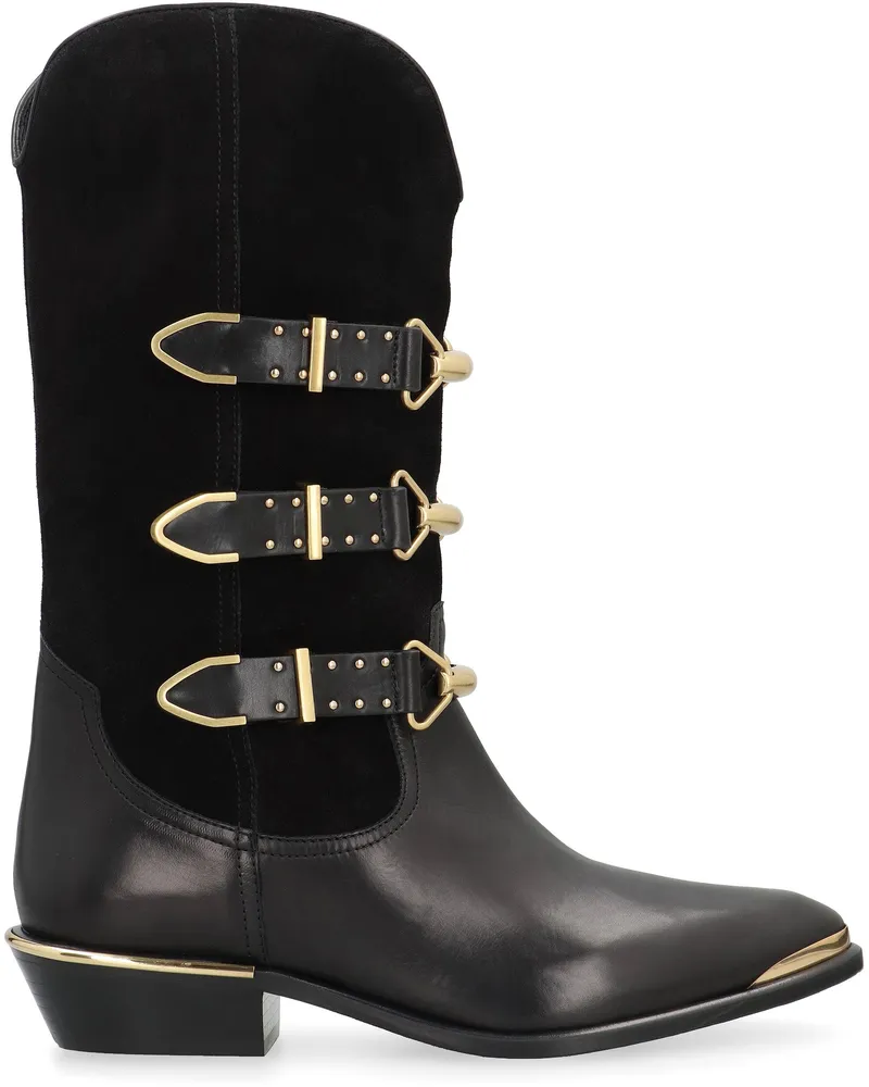 Isabel Marant Women's Mexia Leather Boots Black Calf Black