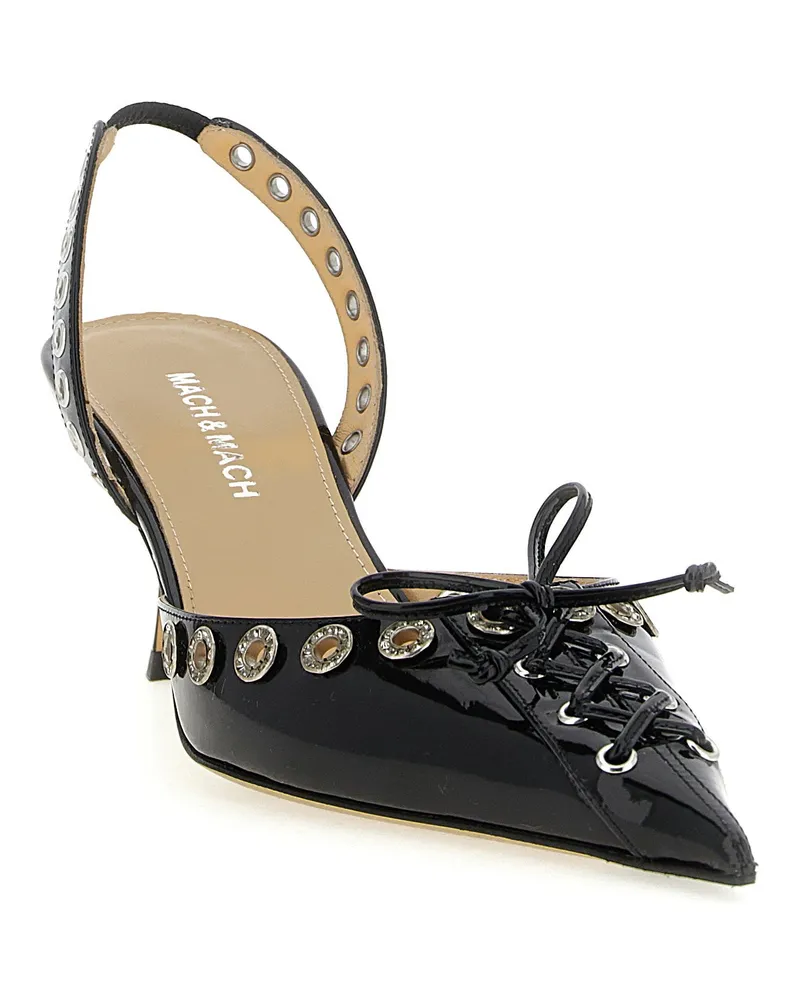 Mach & Mach Crystalized Corset Slingback Pump — Black Black