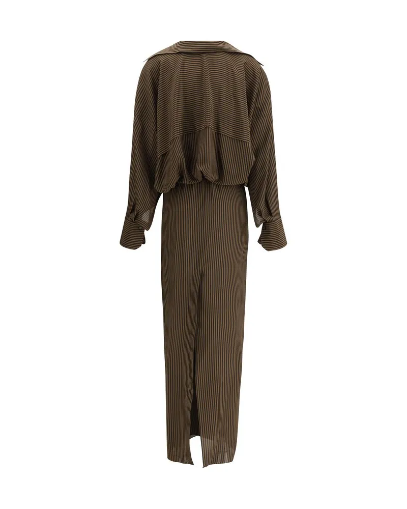 Petar Petrov Women Multicolor Silk Casual Dress Brown