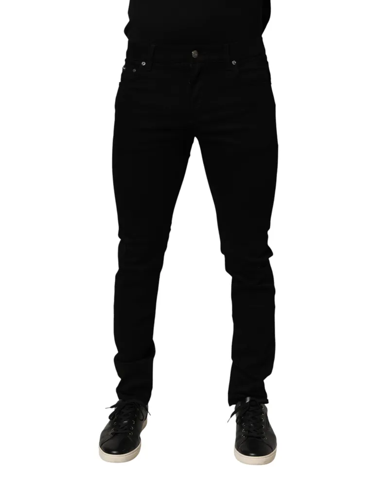 Dolce & Gabbana Black Cotton Stretch Slim Fit Men Denim Jeans Co+02 Clothing Black