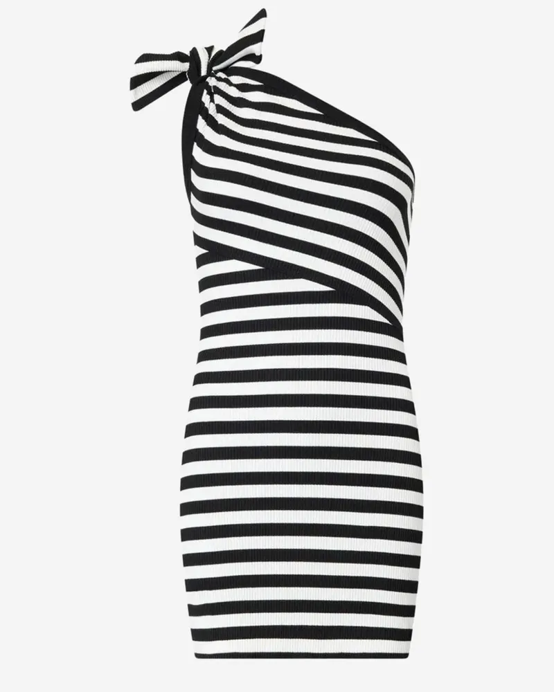 Patou Women Dress One-Shoulder Multi Cotton Black