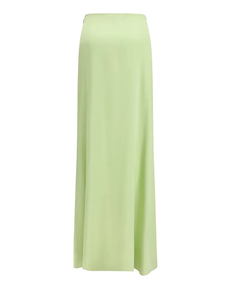 Kristina Ti Women's Classic Long Silk Skirt Apple Silk; Elastane Green