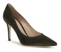 Suede Stiletto Pumps — Green
