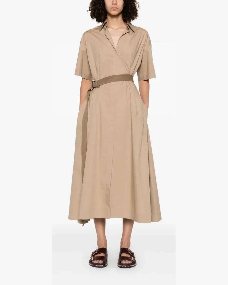 Brunello Cucinelli Women's Poplin Midi Dress Beige Ss25 W Beige
