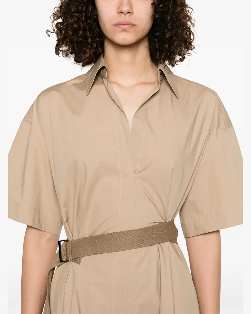 Brunello Cucinelli Women's Poplin Midi Dress Beige Ss25 W Beige