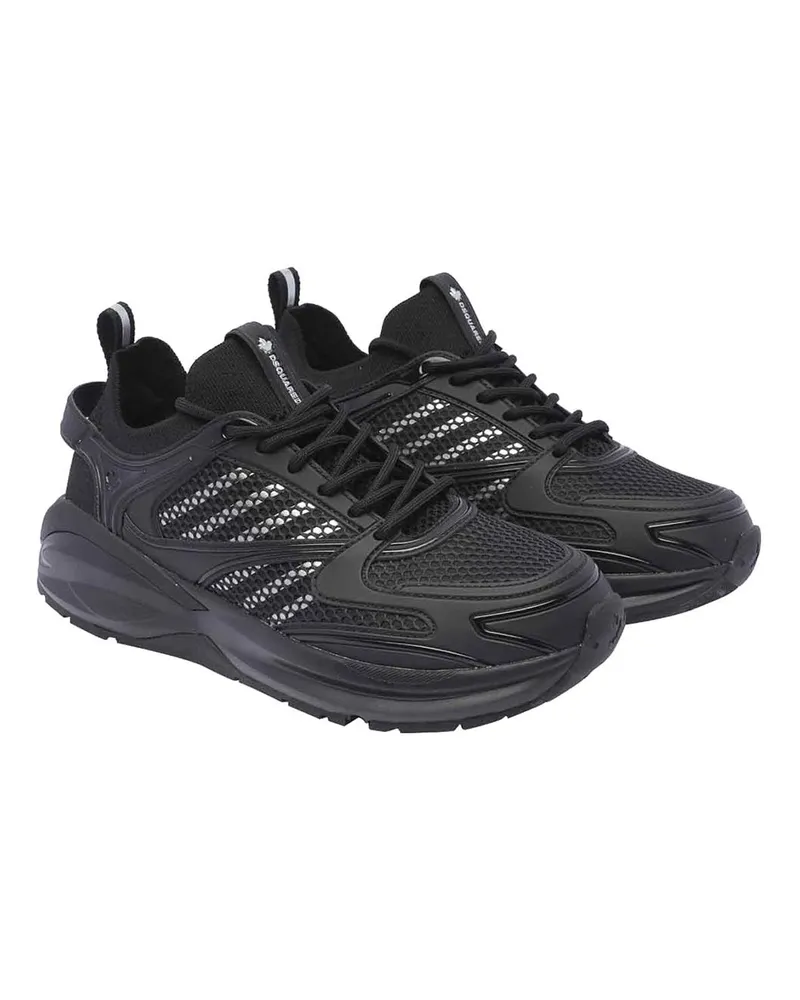 Dsquared2 Men's Dash Sneaker Black Mesh Pvc Rubber Black