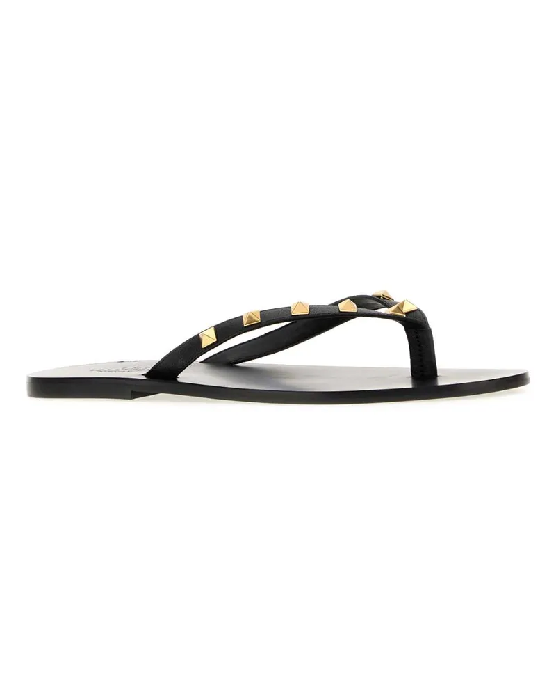 Valentino Garavani Men's Rockstud Thong Sandal Black Flats Black