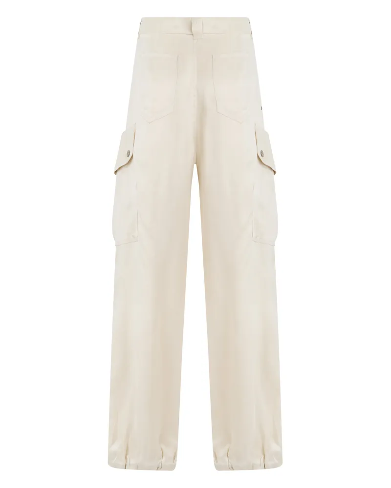 Pinko Wide-Leg Cargo Pants — Beige Beige