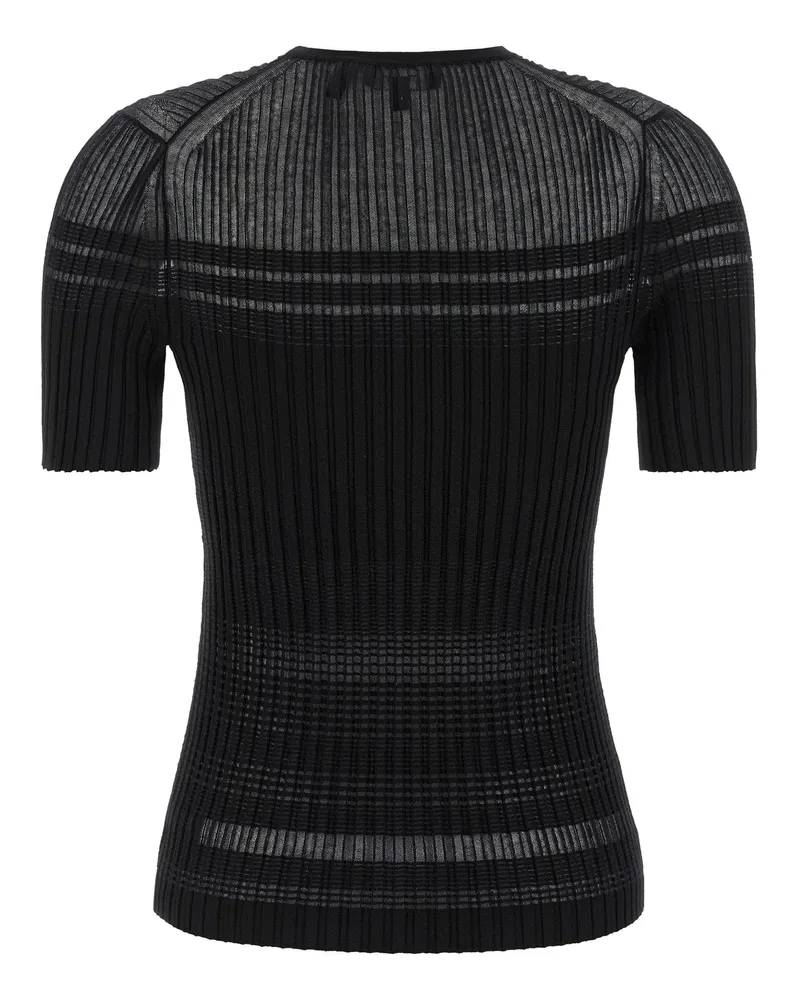 Theory Ribbed Viscose-Cotton Blend T-shirt — Black Black