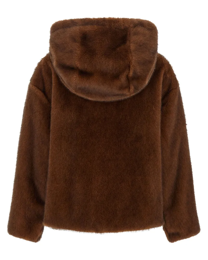 Herno Mink-Effect Faux Fur Jacket — Brown Brown