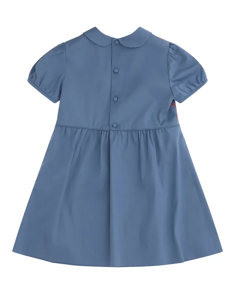 Gucci Stretch Cotton Poplin Dress For Girl Metal Blue-Mix Cotton; Elastane Blue/mix Blue