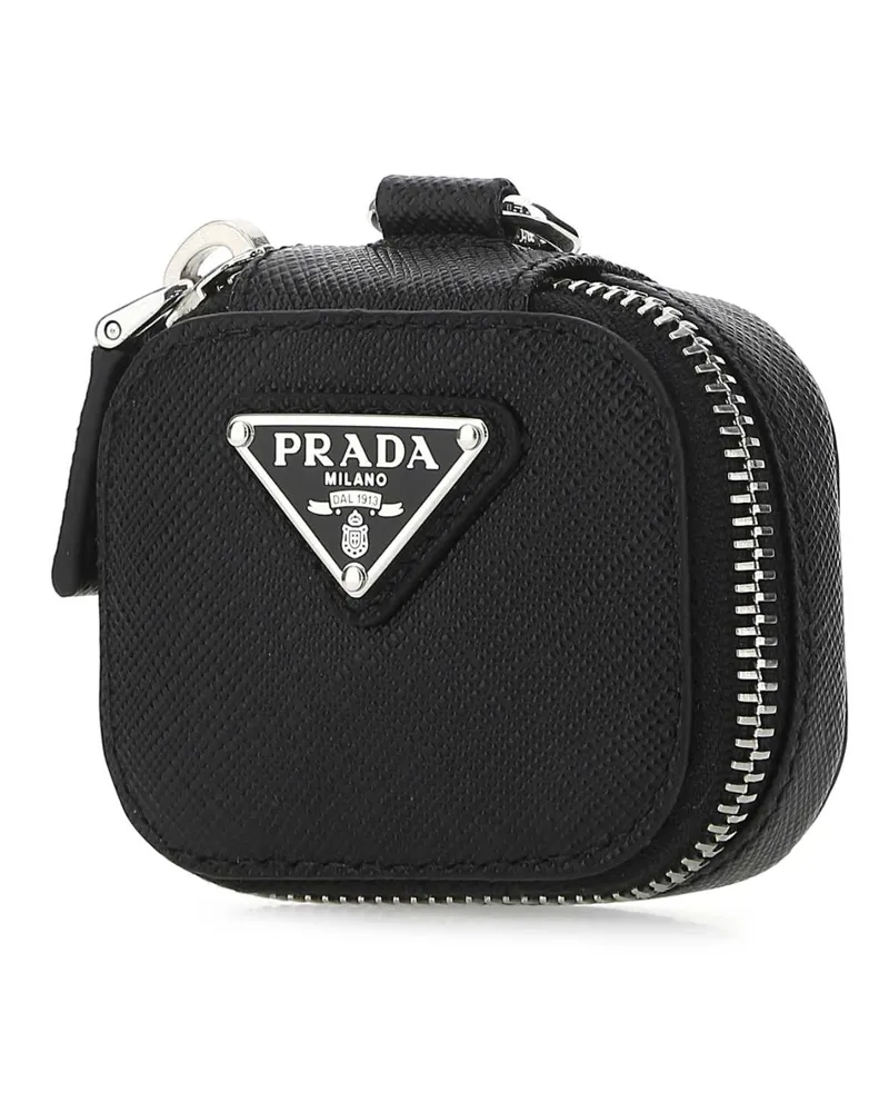 Prada Men's Black Leather Air Pods Case F0002 Vitello Extra-Accessori Accessory Black