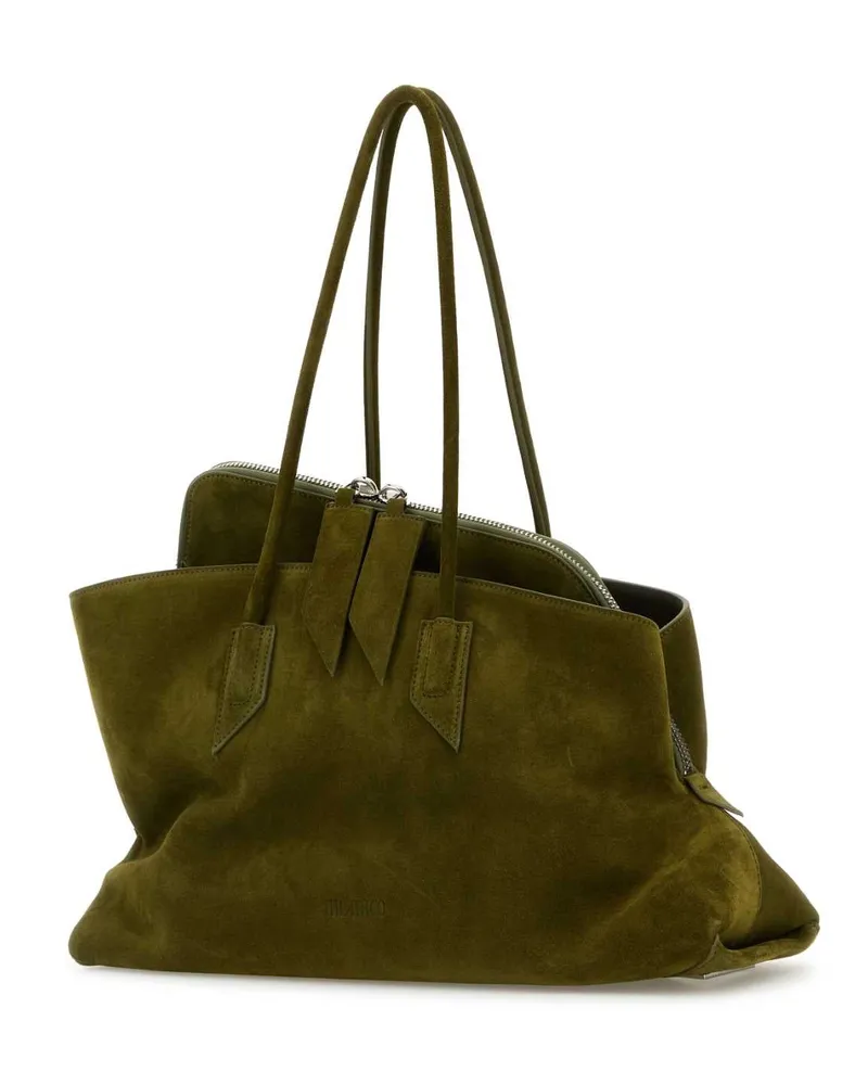 ATTICO Women's Olive Green Suede Medium La Passeggiata Shoulder Bag Khaki Borse A Mano Green