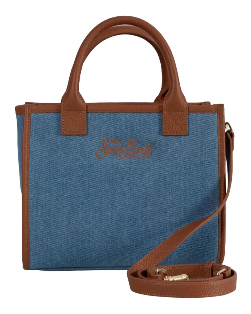 MC2 Saint Barth Women's Shoulder Bag Vanity Midi Denim Leather Cow Blue
