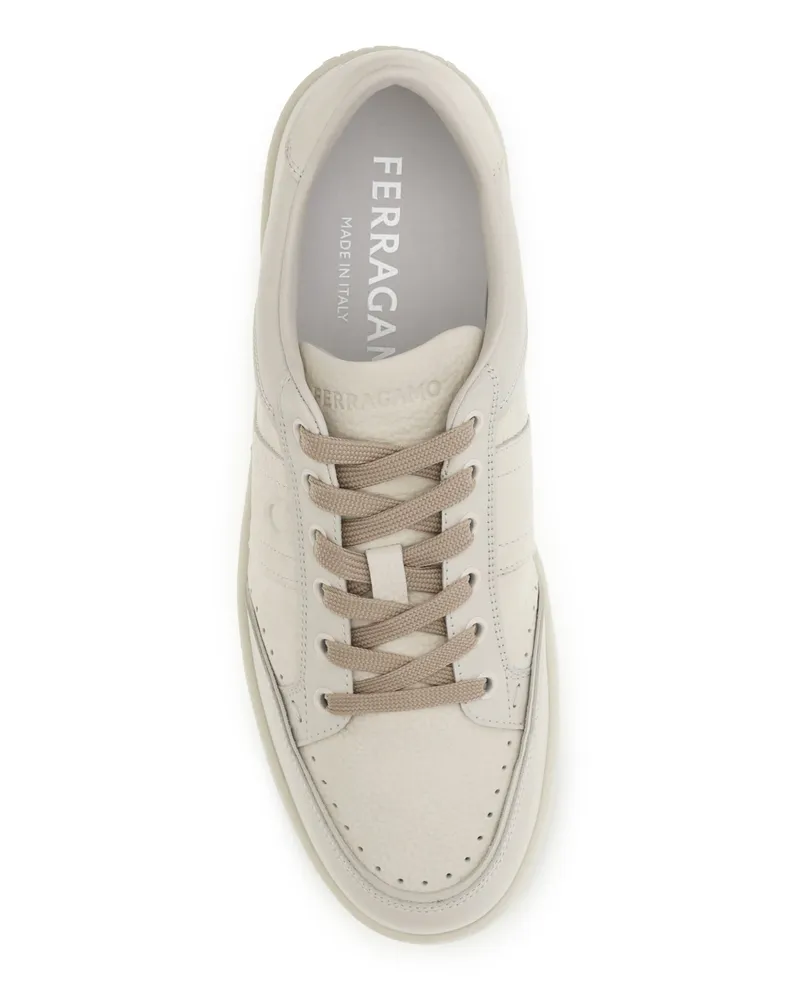 Ferragamo Nubuck and Calf Leather Sneakers — Beige Beige