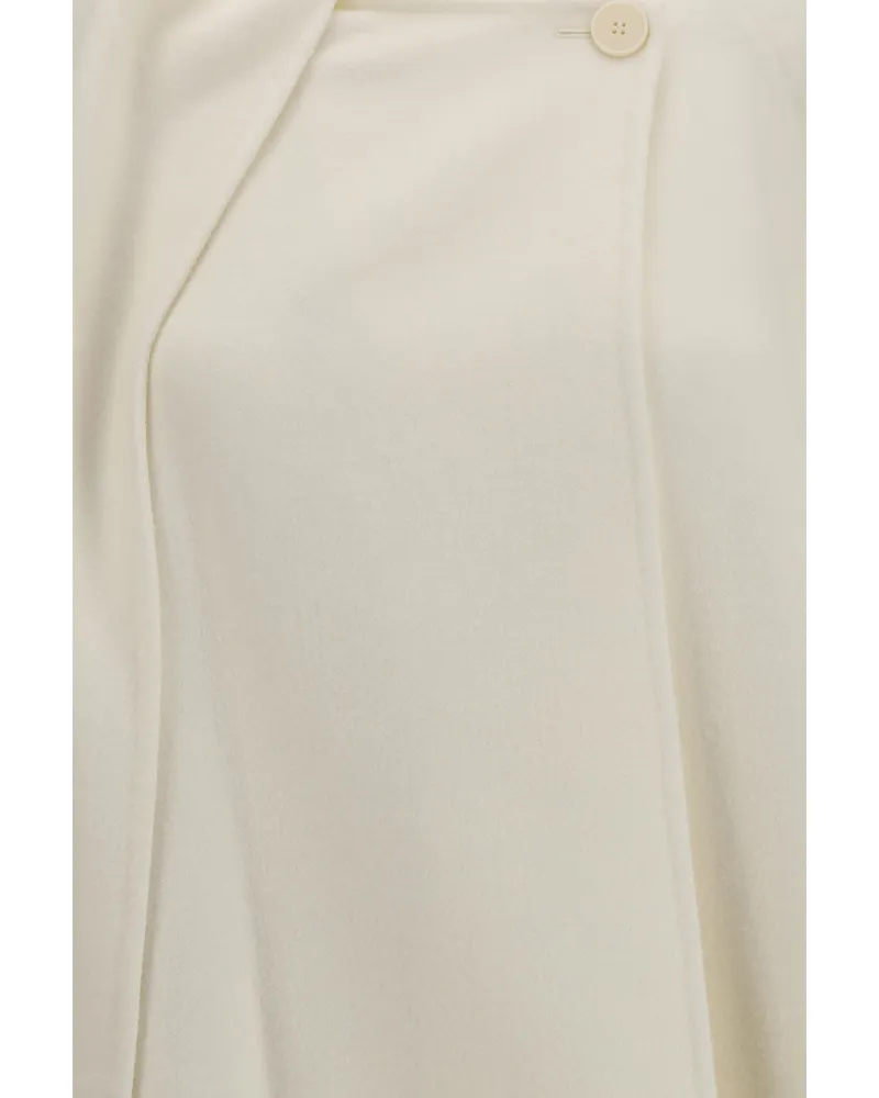 Alaïa Boiled Wool with Integrated Scarf Coat — Beige 