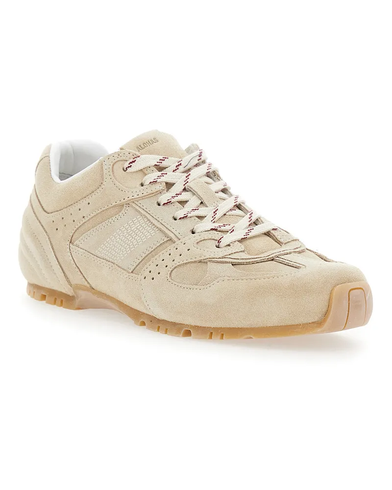 Alohas Women's Low-Top Sneakers Tb.56 Beige Suede Cow Leather Trainers Beige