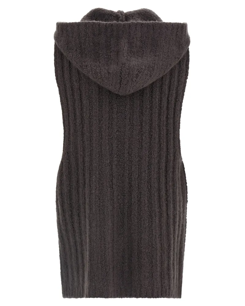 Rick Owens Cashmere and Silk Blend Hooded Tank — Charcoal Charcoal