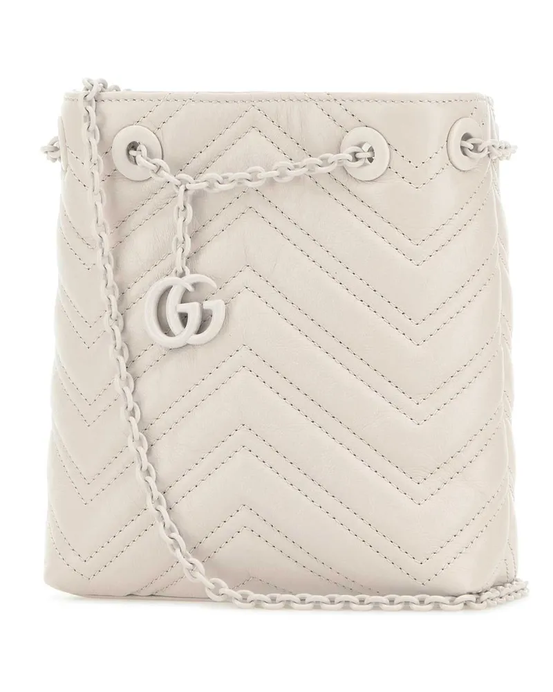 Gucci Women's Ivory Leather Micro Gg Marmont Bucket Bag Newivoirenivniv Borse A Tracolla White