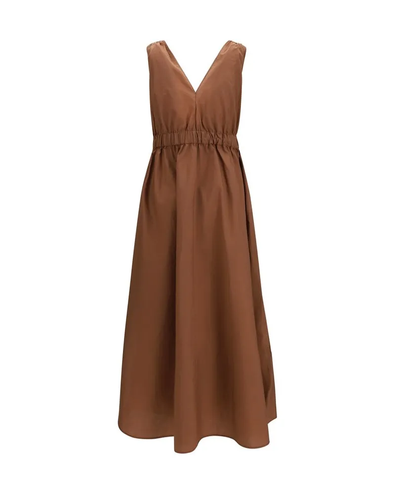 Brunello Cucinelli Women Brown Polyamide Casual Dress Brown