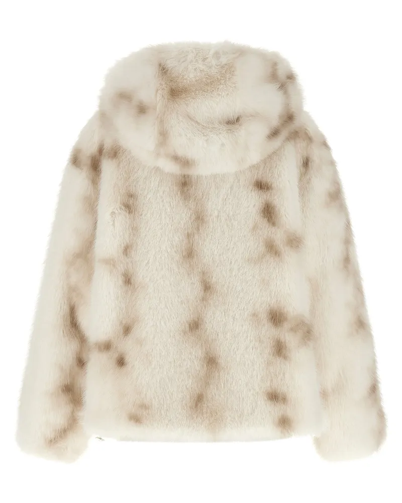 Herno Lynx-Effect Eco-Fur Bomber Jacket — Beige Beige