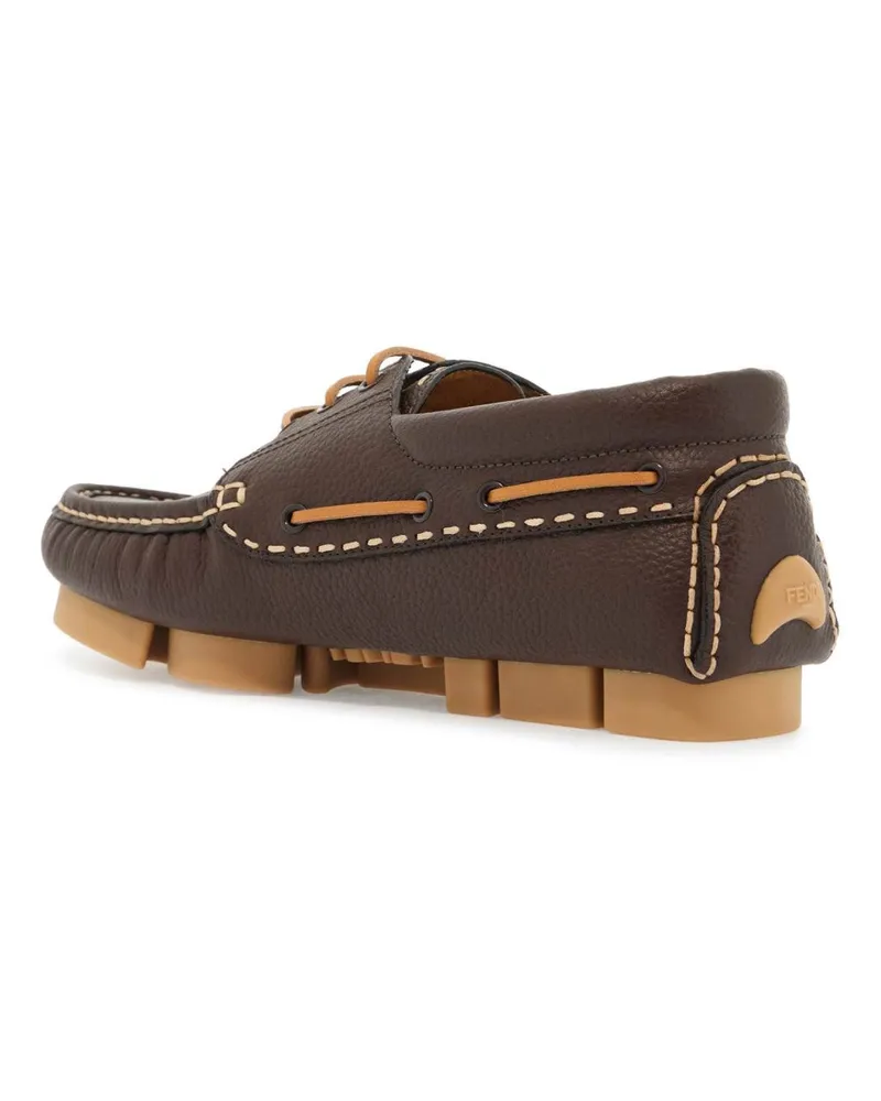 Fendi Men's Deck Logo Lace-Up Shoes Brown > Derby & Oxfords Brown