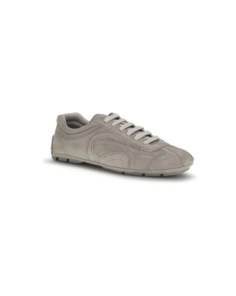 Prada Men's Beige Calf Leather Bos Taurus Athletic Sneakers Beige