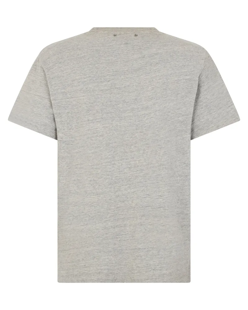 Golden Goose Men T-Shirt Vintage Print Heather Grey Cotton T-Shirts And Polos Gray