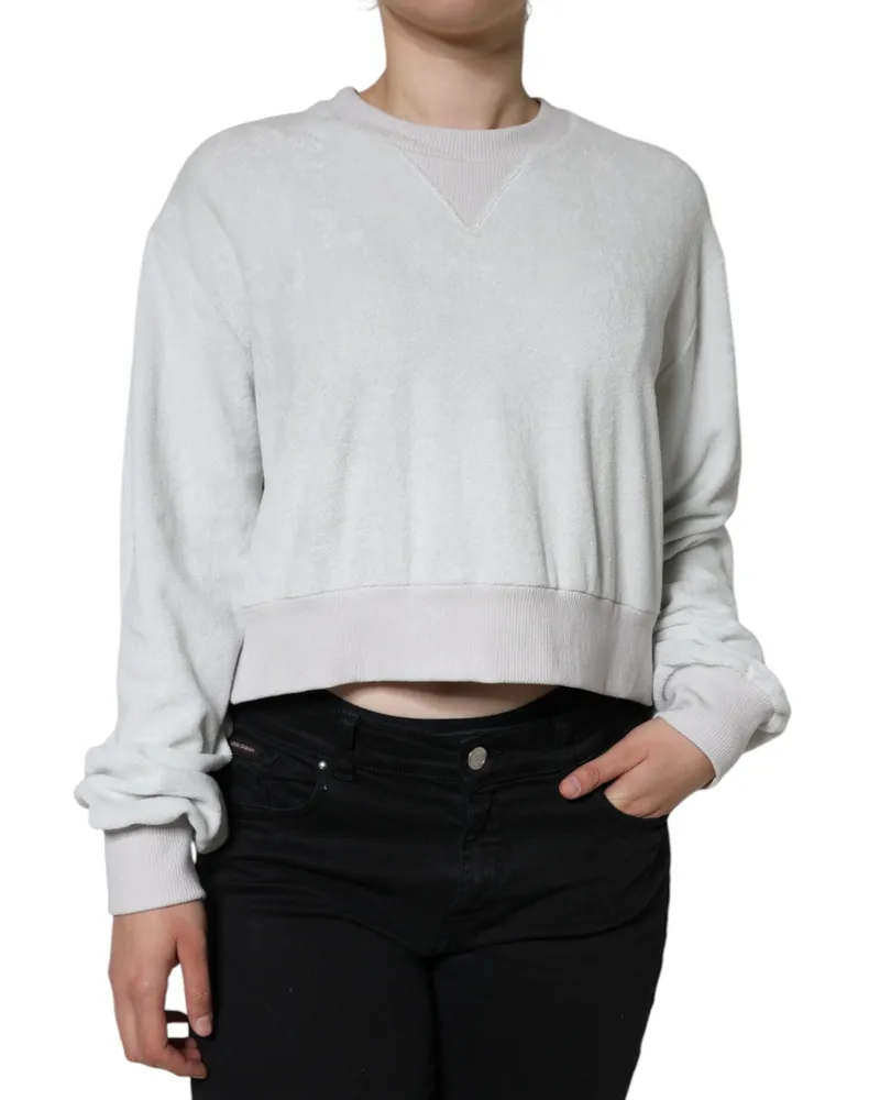 Dolce & Gabbana Women White Nylon Stretch Crew Neck Pullover Sweater Elastane Clothing White