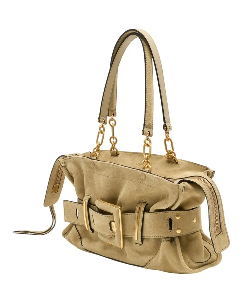 Balmain Women's Anthem Shoulder Bag -  Leather Beige Calfskin Shoulder-Hobo-Bags Beige