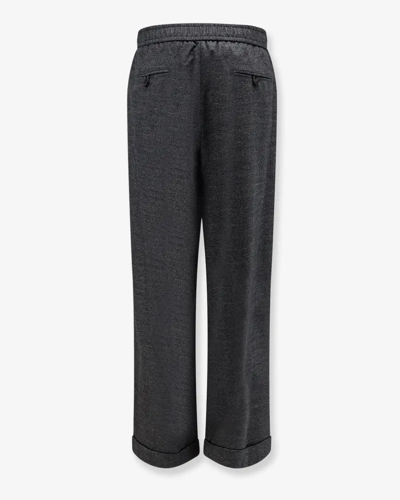 Giorgio Armani Men's Trousers Wide-Leg Grey Virgin Wool Gray