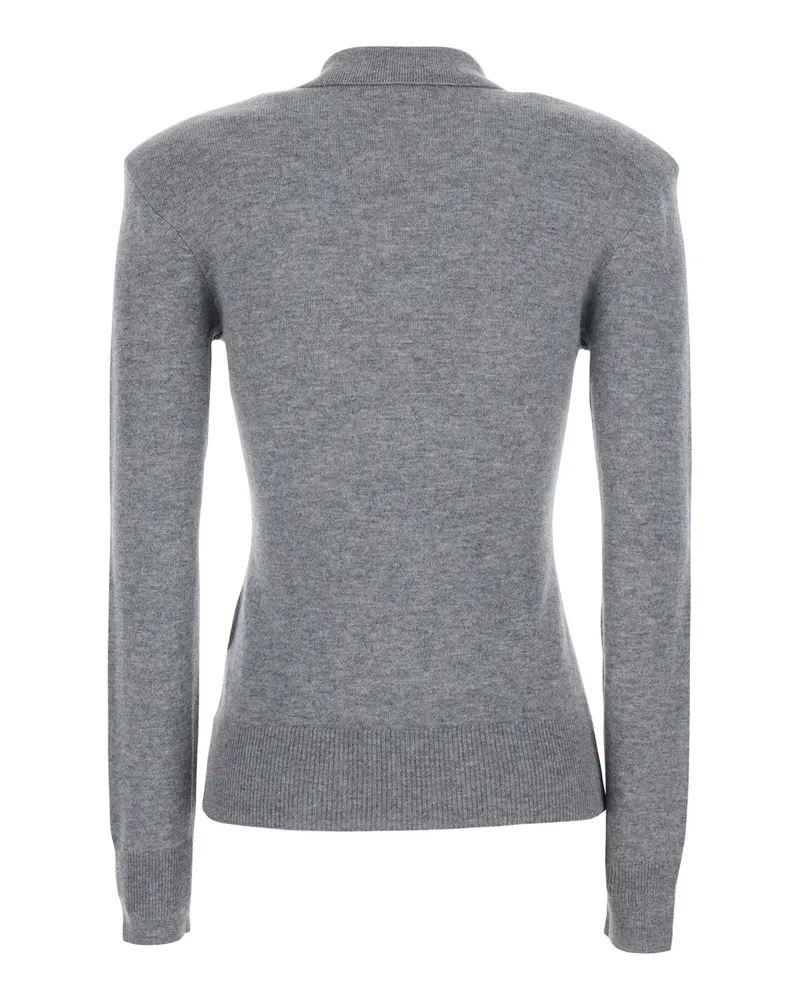 ROTATE Birger Christensen Women Polo Shirt Grey Wool Merino T-Shirts & Jerseys Gray