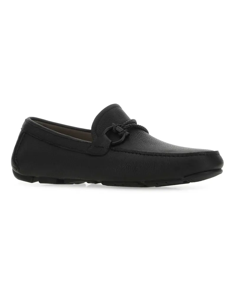 Ferragamo Men's Black Leather Loafers Nero Mocassini Black