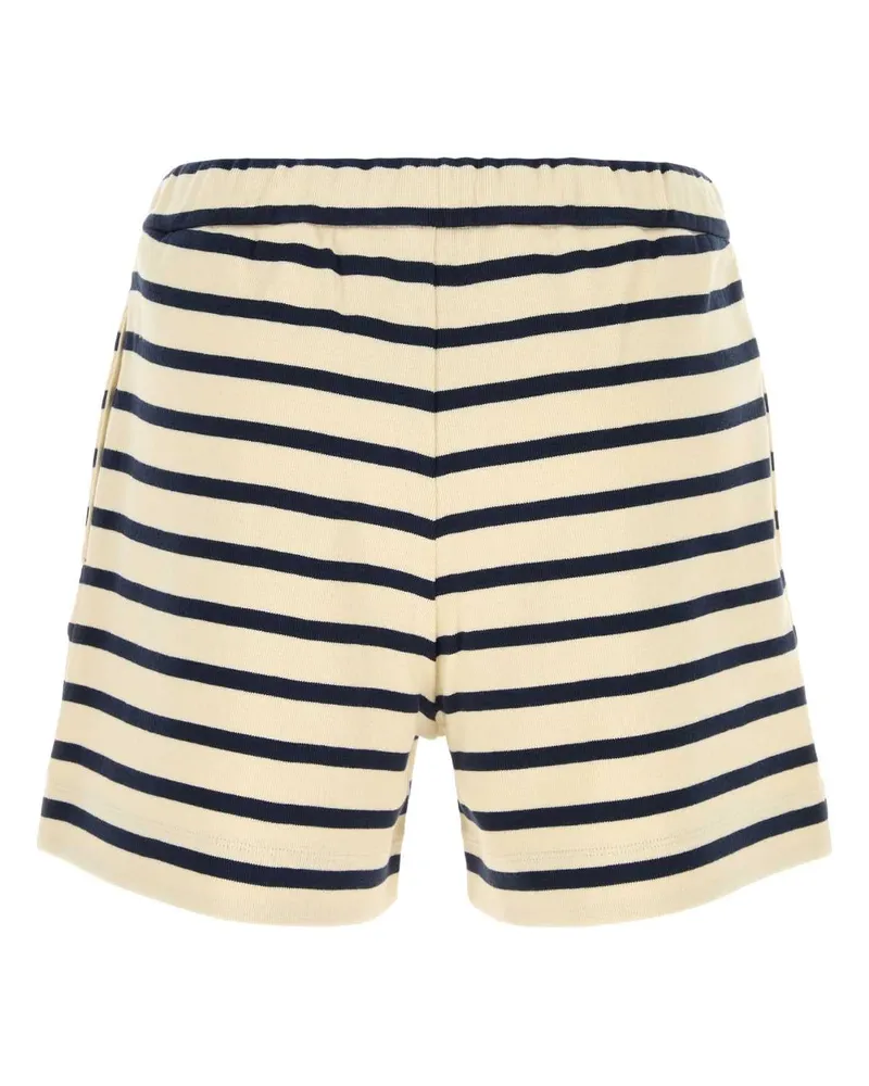 Moncler Women Embroidered Cotton Shorts F07 Exterior Beige