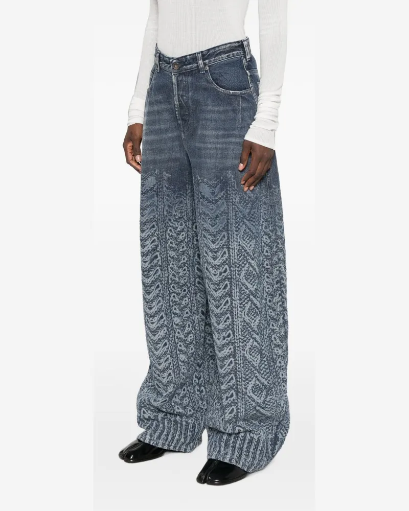 Diesel Cable-Knit Print Jeans — Navy Navy