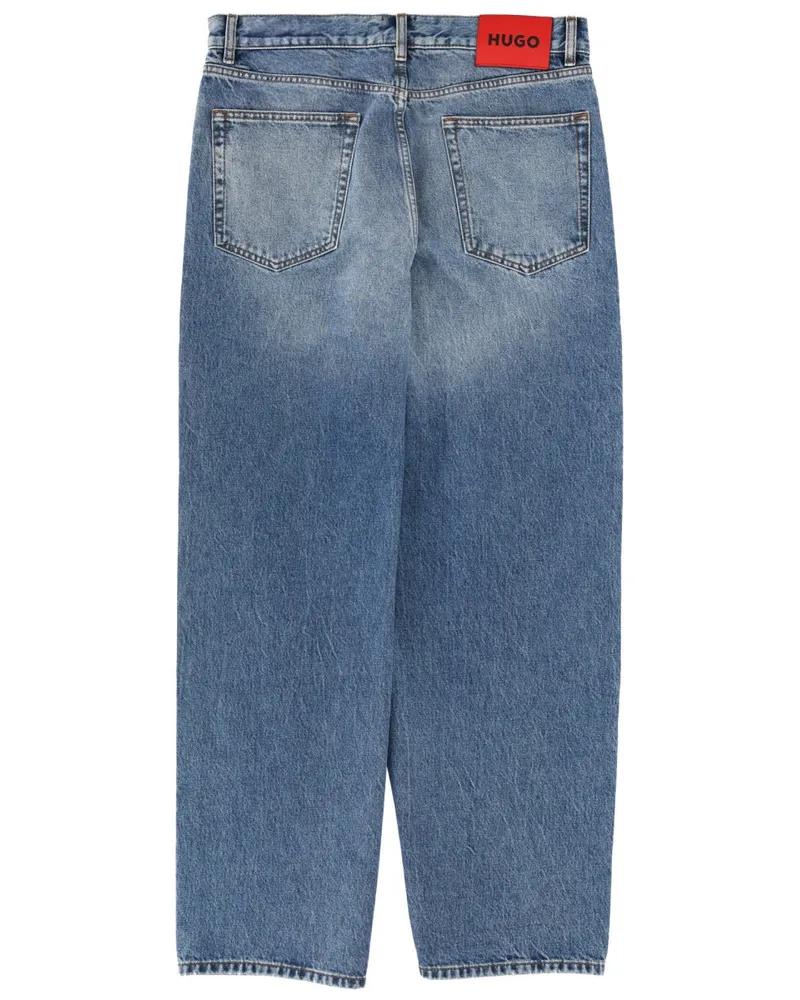 HUGO BOSS Logo Patch Cotton Jeans — Blue 